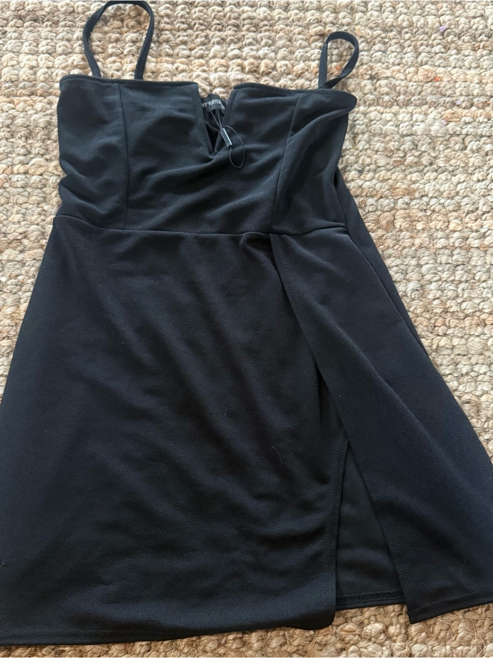 PrettyLittleThing Black Spaghetti Strap Wrap-Front Mini Dress NWOT size 8